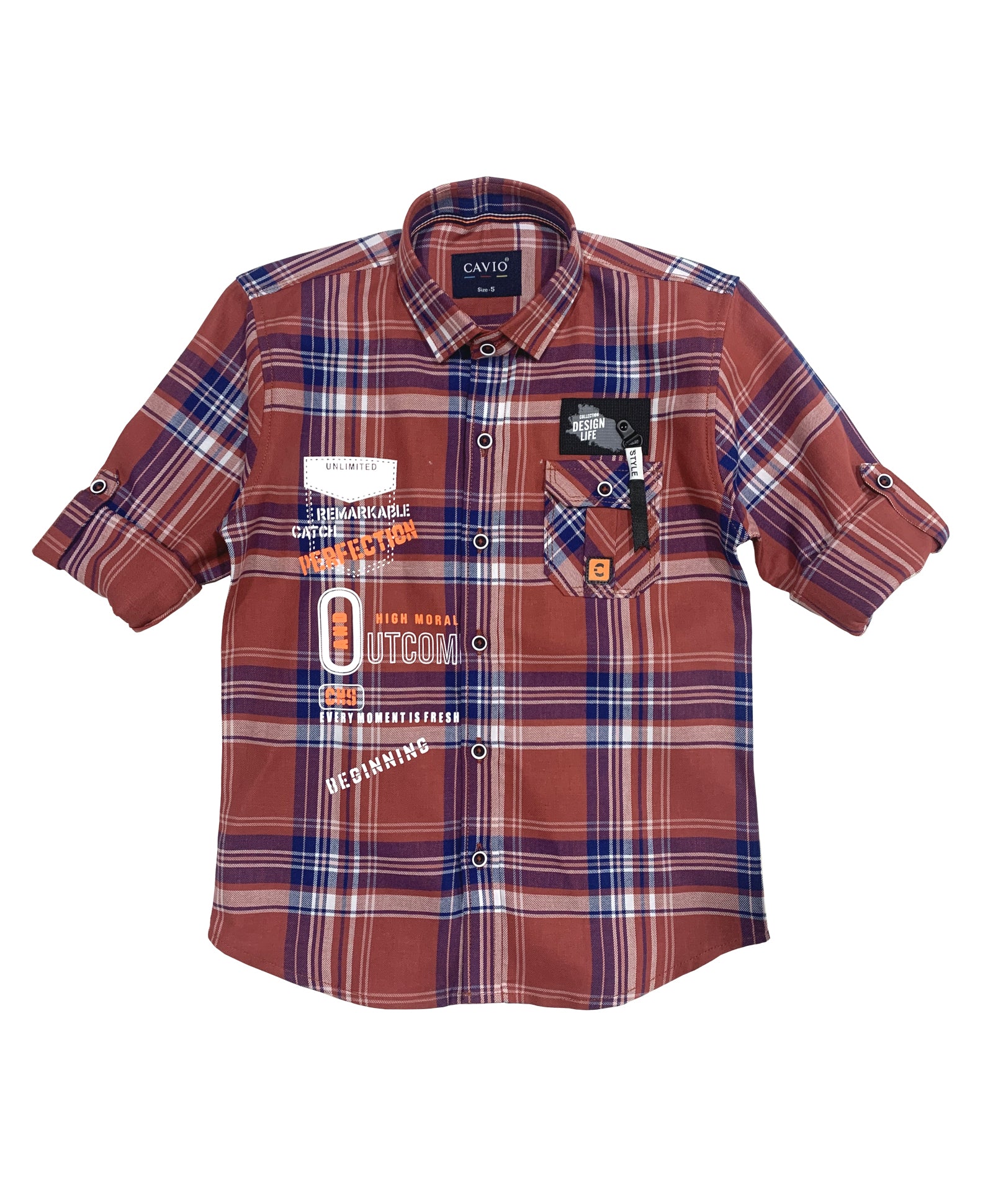 CAVIO Boys Red Premium Tartan Checks Checked Casual Shirt