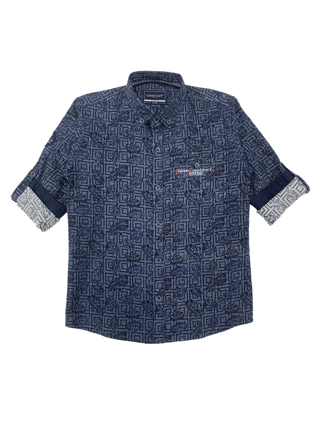 CAVIO Boys Navy Blue Premium Printed Casual Shirt