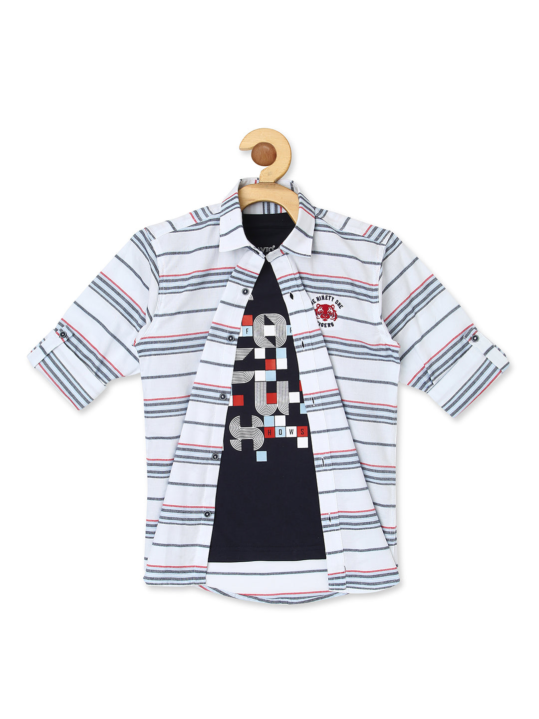 Boys White Comfort Striped Casual Shirt