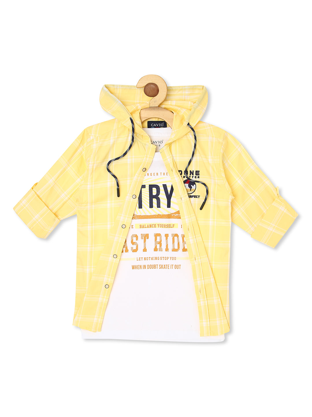 Boys Yellow Comfort Checked Casual Shirt