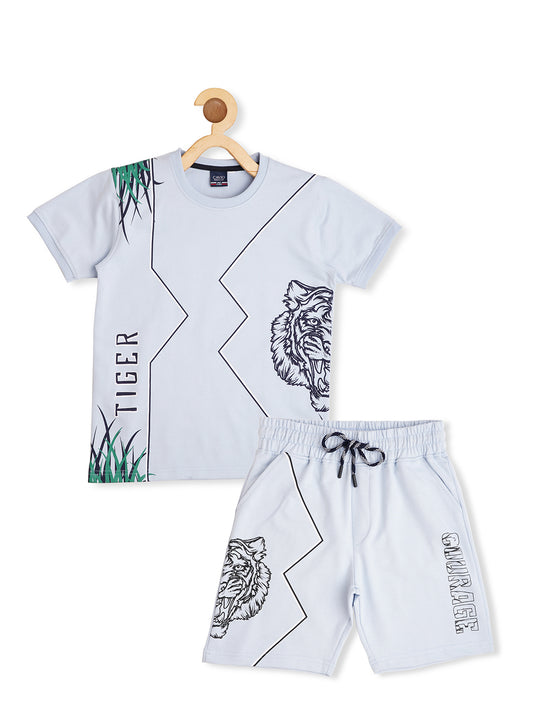 Boys Printed Pure Cotton T-shirt with Shorts