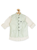 Boys Embellished Slim-Fit Nehru Jackets with Shirt  - -