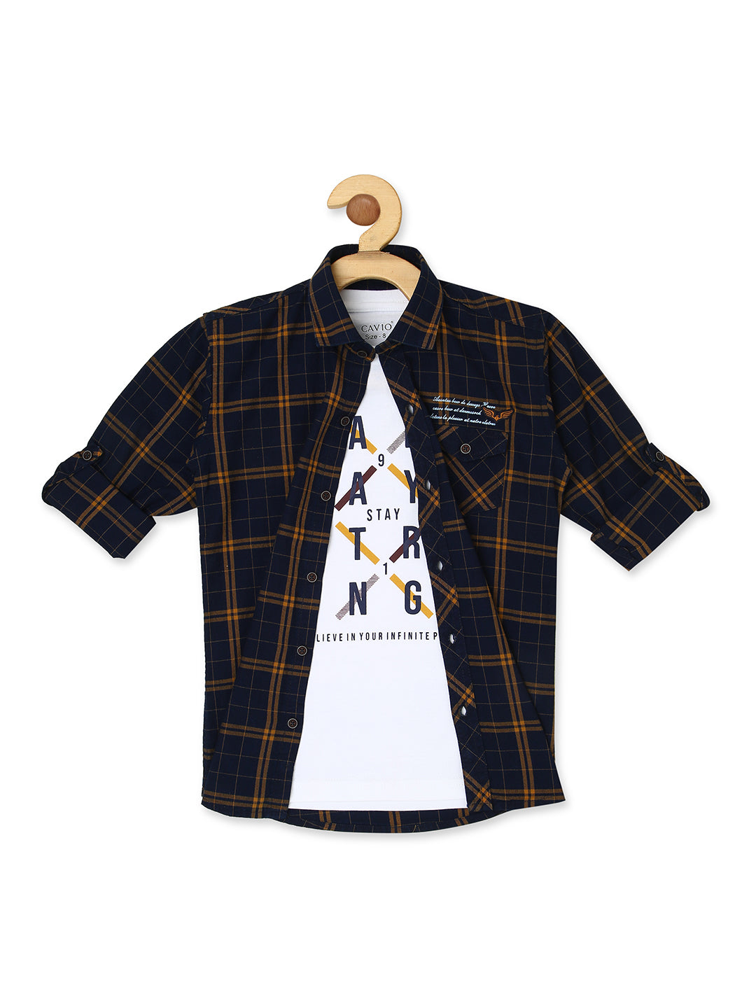 Boys Gold-Toned Comfort Checked Casual Shirt