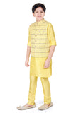 Boys Yellow Thread Work Kurta w\With Pyjamas - -