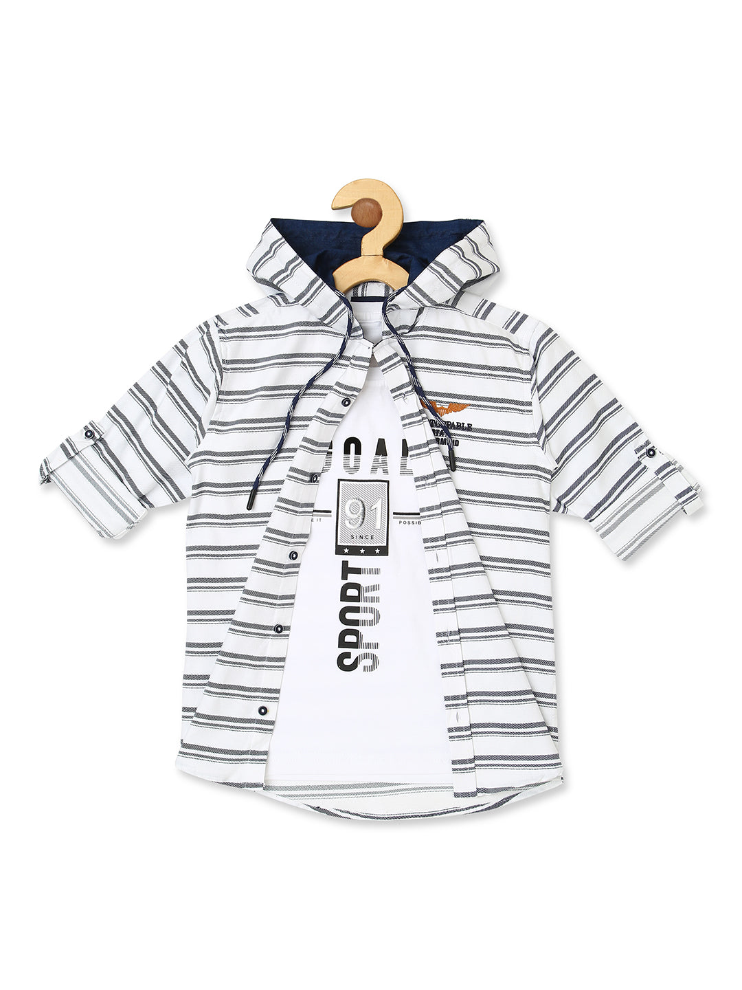 Boys White Comfort Striped Casual Shirt