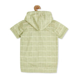 Boys Checked Hooded T shirt with Shorts Green - -