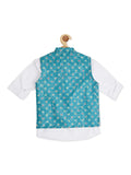 Boys Printed Nehru Jacket With Shirt - -