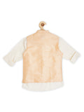 Boys Sequined Woven Nehru Jacket With Shirt - -