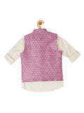 Boys Printed Slim-Fit Nehru Jacket With Shirt - -