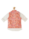 Boys Printed & Embroidered Nehru Jacket With Shirt - -