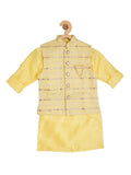 Boys Yellow Thread Work Kurta w\With Pyjamas - -