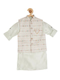 Boys Sea Green Thread Work Kurta with Churidar - -