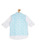 Boys Printed Nehru Jacket With Shirt - -