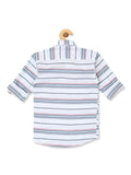 Boys White Comfort Striped Casual Shirt