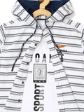 Boys White Comfort Striped Casual Shirt