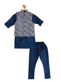 Boys Blue Kurta with Trousers - -