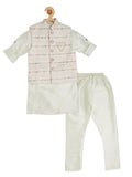 Boys Sea Green Thread Work Kurta with Churidar - -