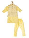 Boys Yellow Thread Work Kurta w\With Pyjamas - -