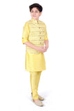 Boys Yellow Thread Work Kurta w\With Pyjamas - -