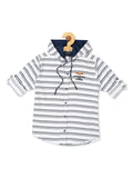 Boys White Comfort Striped Casual Shirt