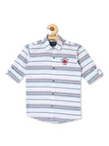 Boys White Comfort Striped Casual Shirt