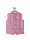 Boys Printed Slim-Fit Nehru Jacket With Shirt - -