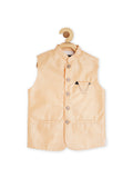 Boys Sequined Woven Nehru Jacket With Shirt - -