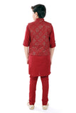 Boys Maroon Kurta with Trousers - -