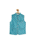 Boys Printed Nehru Jacket With Shirt - -