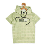 Boys Checked Hooded T shirt with Shorts Green - -