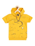 Boys Printed Pure Cotton Hooded T shirt With Shorts