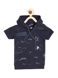 Boys Printed Pure Cotton Hooded T-shirt with Shorts