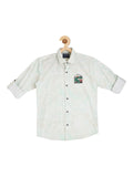 Boys Sea Green Comfort Printed Casual Shirt