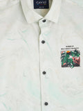 Boys Sea Green Comfort Printed Casual Shirt