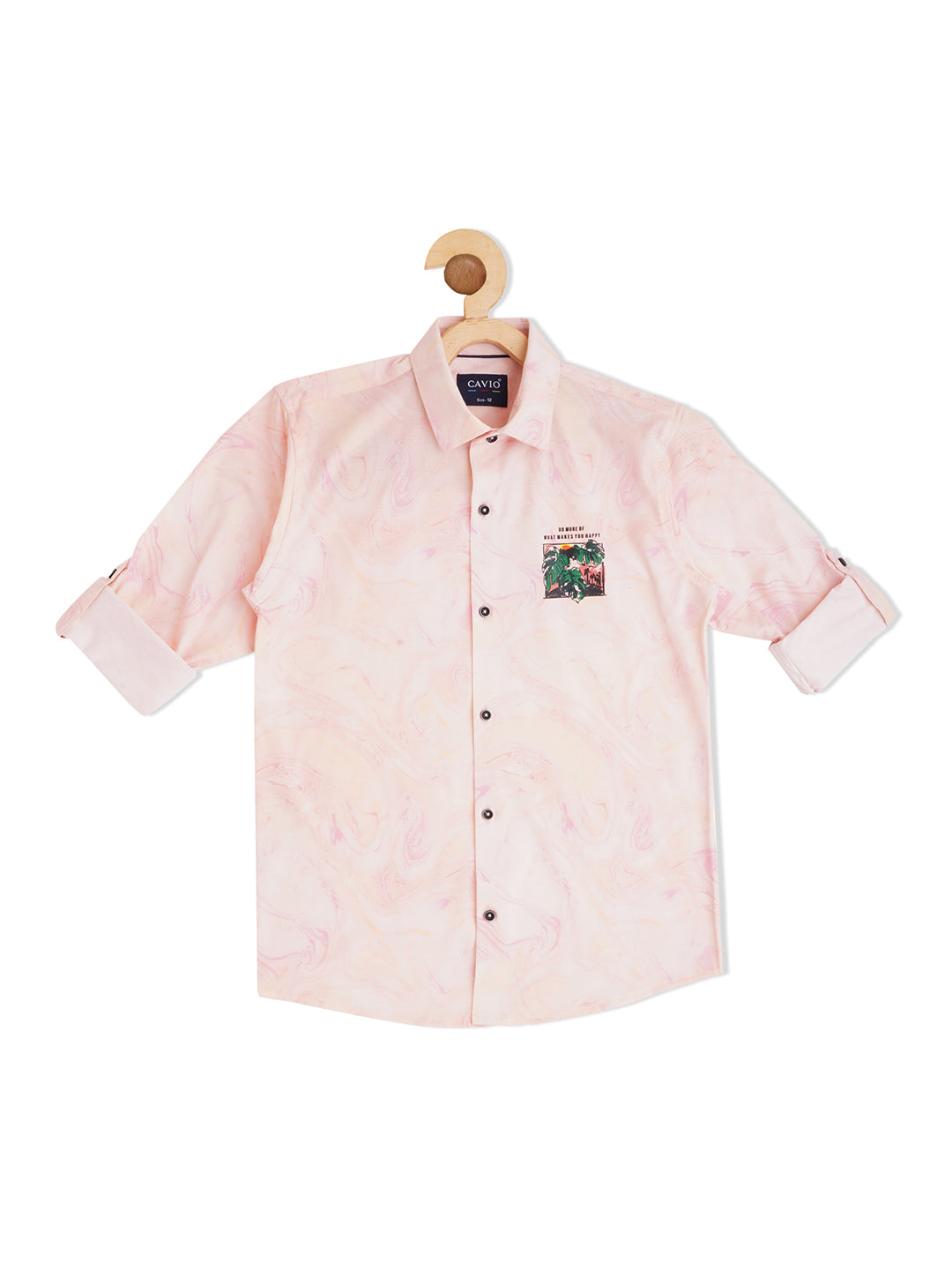 Boys Peach-Coloured Comfort Floral Printed Casual Shirt