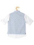 Boys Printed Cotton Nehru Jackets With Shirt - -