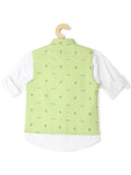 Boys Printed Woven Pure Cotton Nehru Jacket with Shirt - -