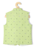 Boys Printed Woven Pure Cotton Nehru Jacket with Shirt - -