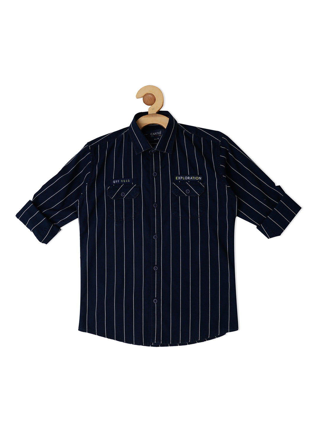 Boys Comfort Striped Casual Denim Shirt - -