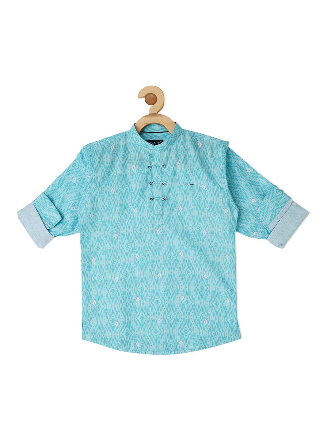 Boys Comfort Ethnic Motifs Printed Casual Cotton Shirt - -