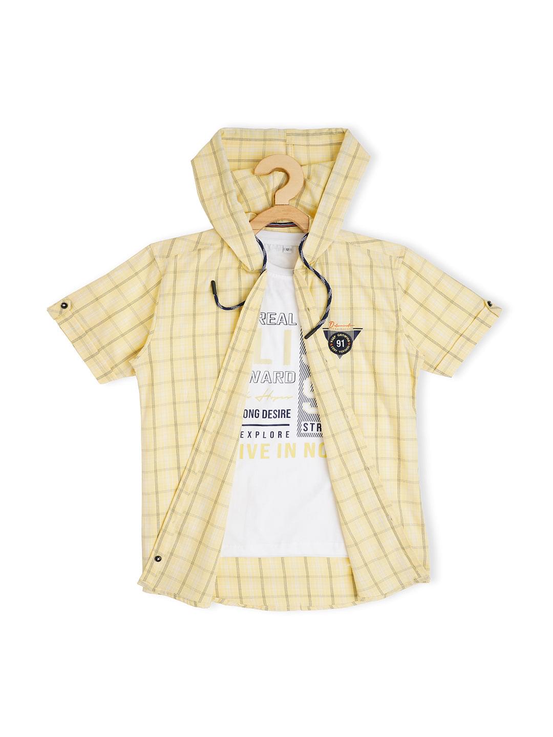 Boys Comfort Checked Casual Pure Cotton Hooded Shirt  - -
