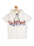 Boys Printed Pure Cotton Hooded T-shirt With Shorts