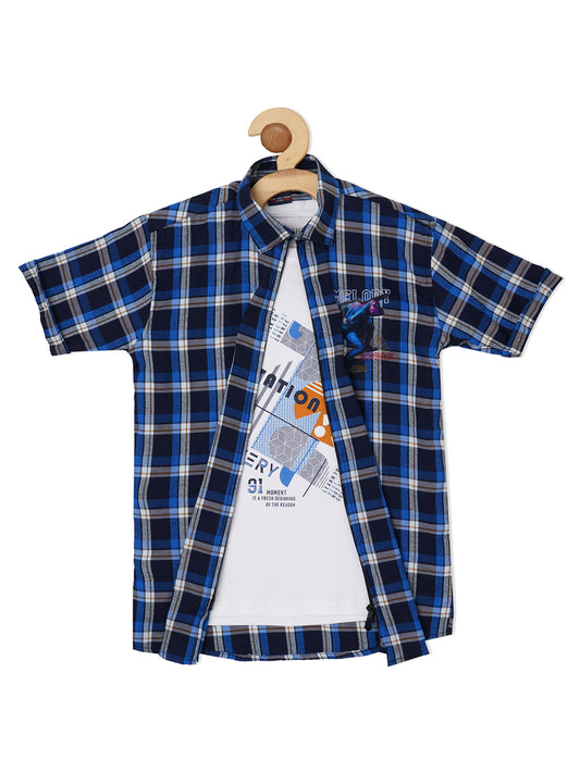 Boys Comfort Tartan Checked Casual Cotton Shirt - -