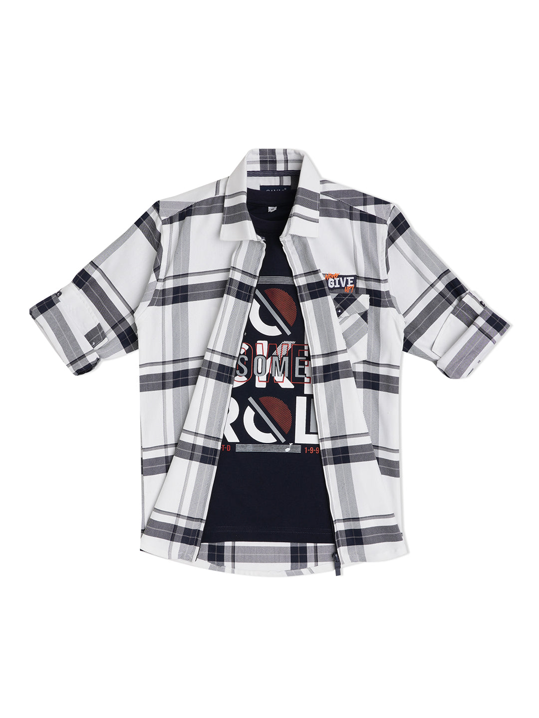 Boys Regular Fit Checkered Spread Collar Casual Shirt -  -