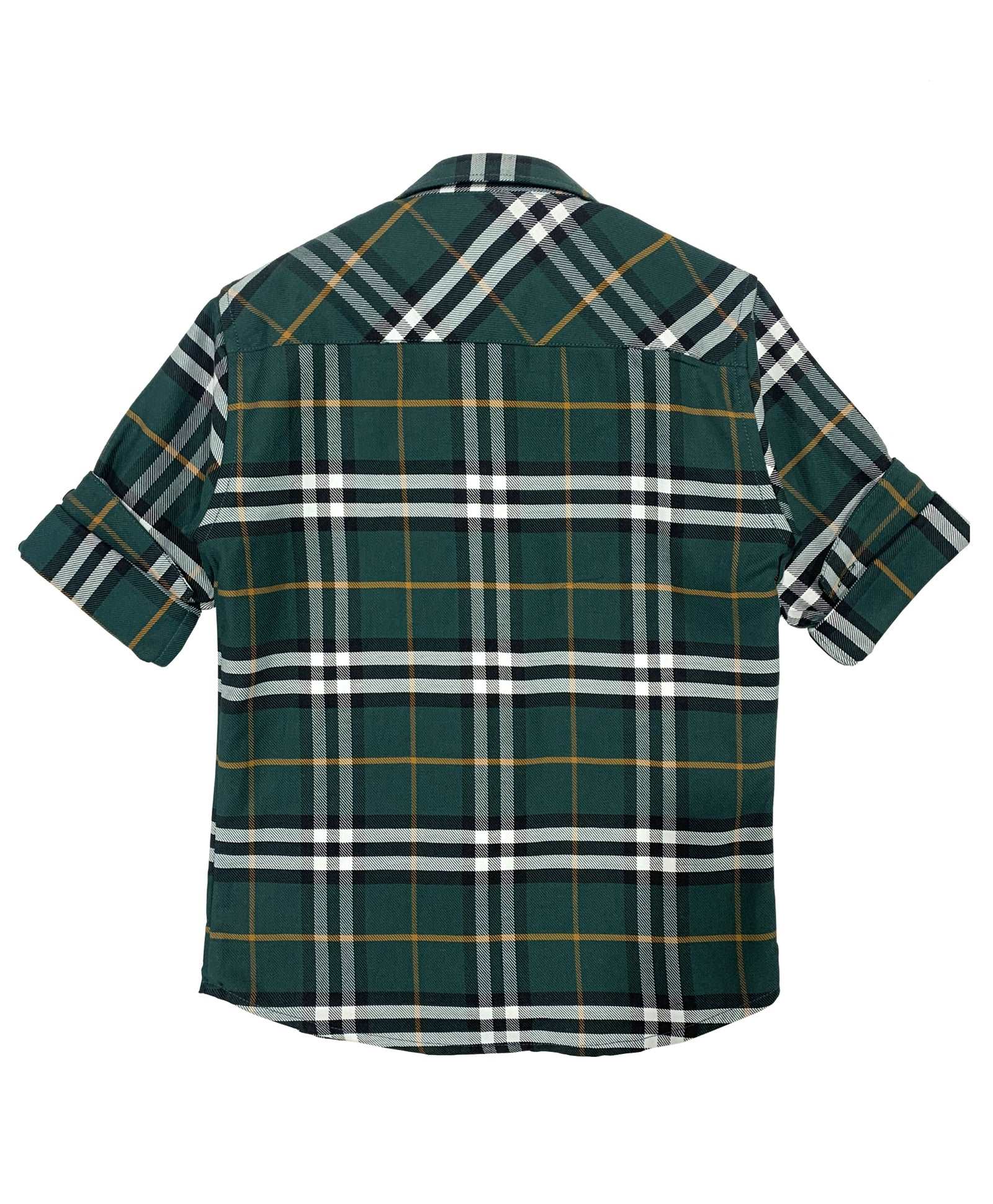 Boys Tartan Checks Cotton Casual Shirt Full Sleeve Green - -
