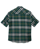 Boys Tartan Checks Cotton Casual Shirt Full Sleeve Green - -
