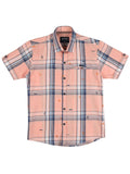 Boys Checked Cotton Shirt Half Sleeve Pink - -