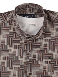 Boys Abstract Printed Cotton Casual Shirt Full Sleeve Brown - -