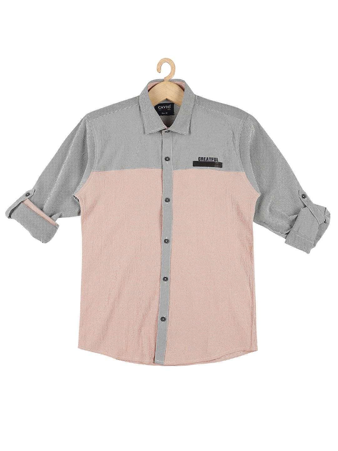 Boys Colourblocked Cotton Shirt Full Sleeve Orange -  -