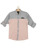 Boys Colourblocked Cotton Shirt Full Sleeve Orange -  -